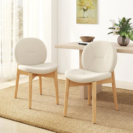 Wooden Dining Chairs Set of 2 with Rubber Wood Legs-White - White - Dining Chairs