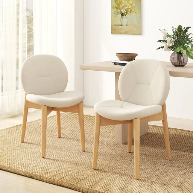 Wooden Dining Chairs Set of 2 with Rubber Wood Legs-White - White - Dining Chairs