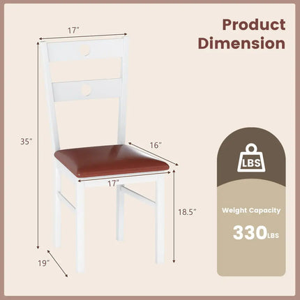 Wooden Dining Chairs Set of 4 Armless Kitchen Chairs with Hollowed Backrest-White - White - Dining Chairs