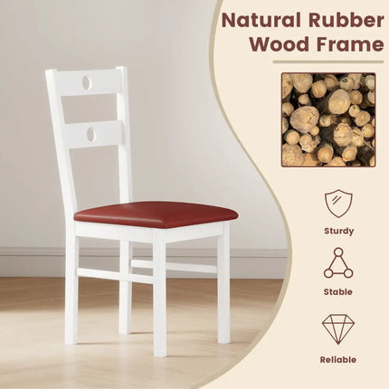 Wooden Dining Chairs Set of 4 Armless Kitchen Chairs with Hollowed Backrest-White - White - Dining Chairs