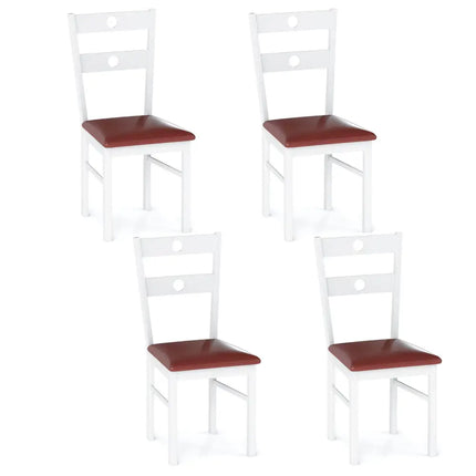 Wooden Dining Chairs Set of 4 Armless Kitchen Chairs with Hollowed Backrest-White - White - Dining Chairs