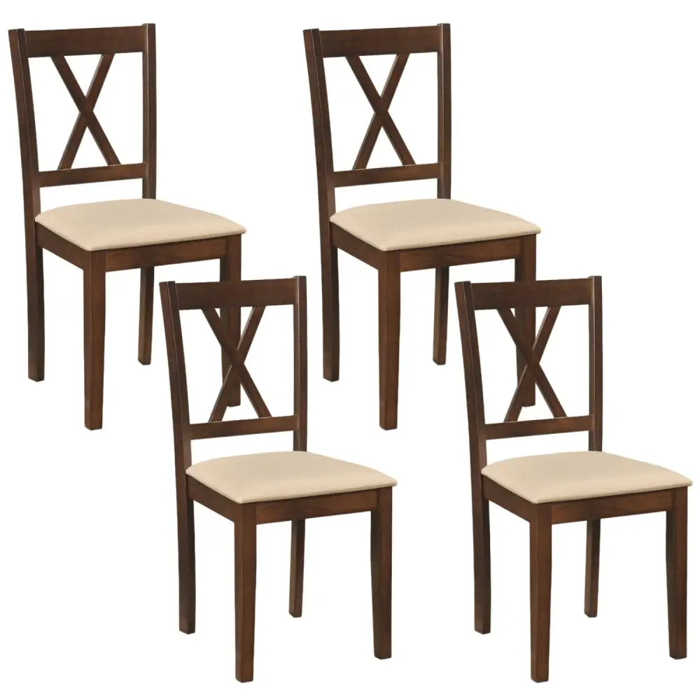 Wooden Dining Chairs Set of 4 Fabric Upholstered Kitchen Chairs-Walnut - Walnut - Dining Chairs