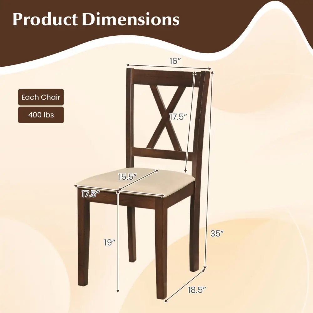 Wooden Dining Chairs Set of 4 Fabric Upholstered Kitchen Chairs-Walnut - Walnut - Dining Chairs