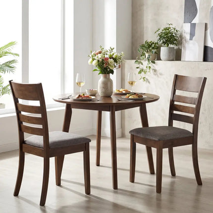 Wooden Dining Chairs Set of 4 Upholstered Kitchen Chairs with Rubber Wood Frame-Brown - Brown - Dining Chairs