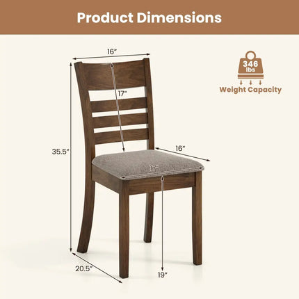 Wooden Dining Chairs Set of 4 Upholstered Kitchen Chairs with Rubber Wood Frame-Brown - Brown - Dining Chairs