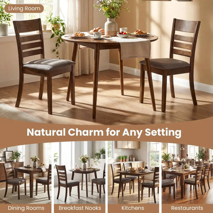 Wooden Dining Chairs Set of 4 Upholstered Kitchen Chairs with Rubber Wood Frame-Brown - Brown - Dining Chairs