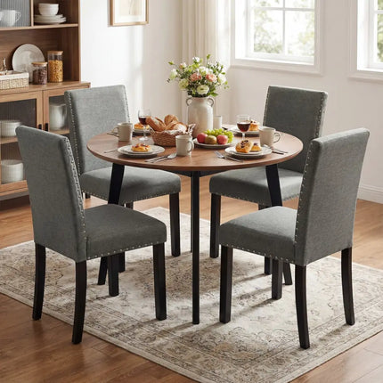 Wooden Dining Chairs Set of 4 with Bent Wood Legs - Gray - Dining Chairs
