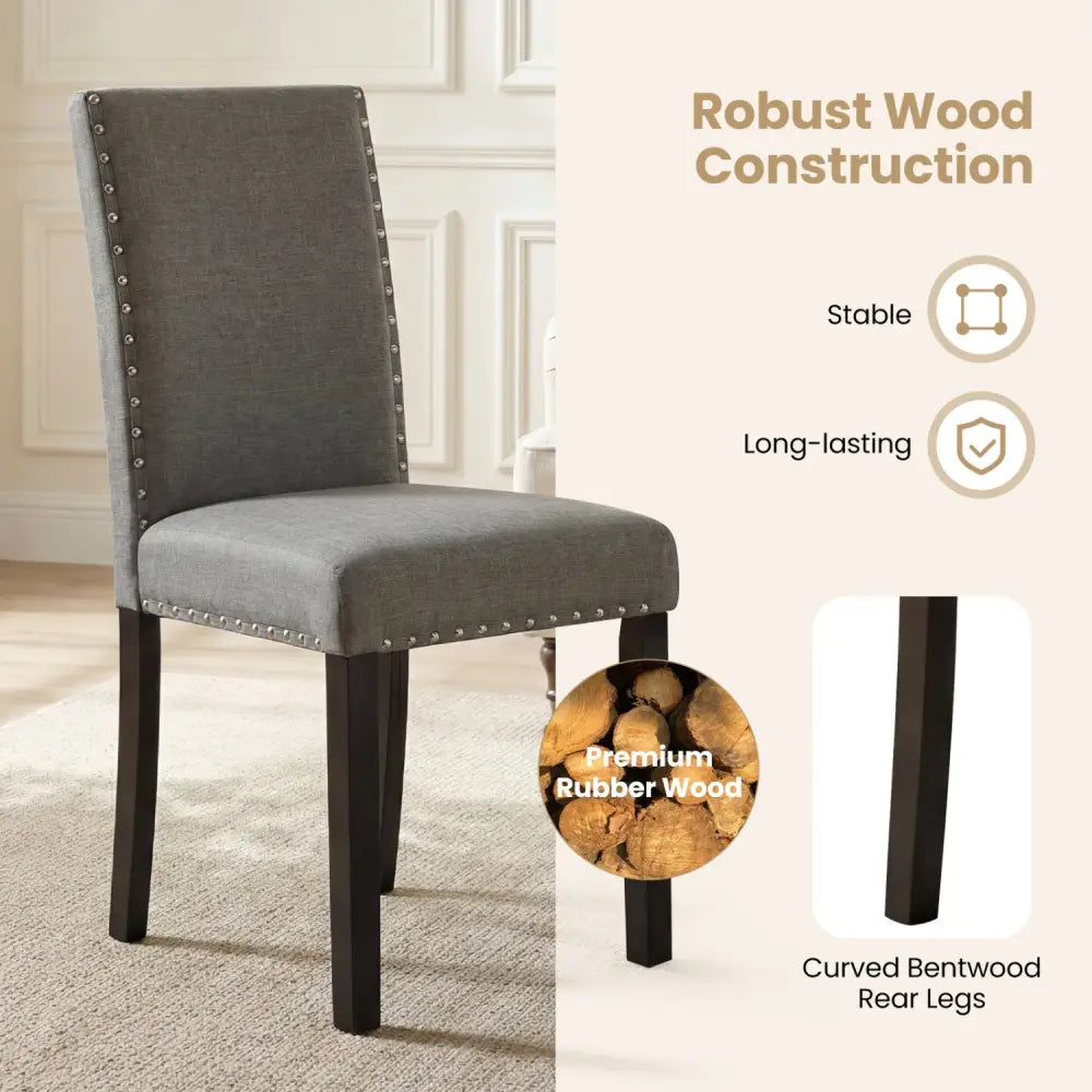 Wooden Dining Chairs Set of 4 with Bent Wood Legs - Gray - Dining Chairs