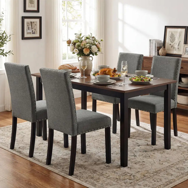 Wooden Dining Chairs Set of 4 with Bent Wood Legs - Gray - Dining Chairs