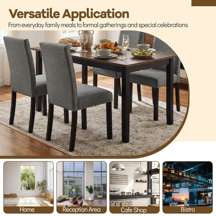 Wooden Dining Chairs Set of 4 with Bent Wood Legs - Gray - Dining Chairs