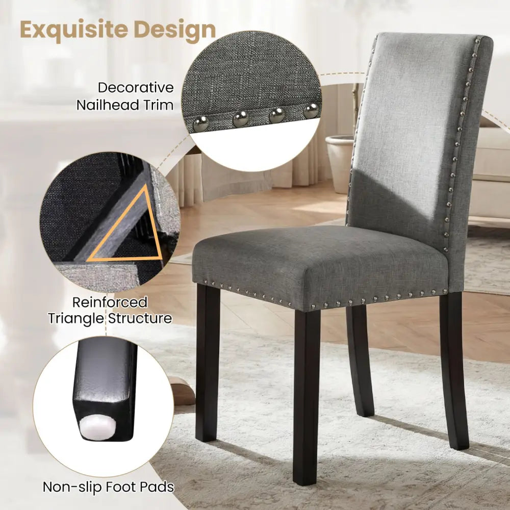 Wooden Dining Chairs Set of 4 with Bent Wood Legs - Gray - Dining Chairs