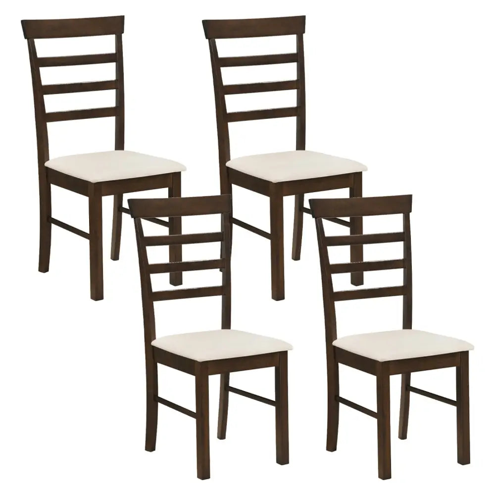 Wooden Dining Chairs Set of 4 with Fabric Cushion for Dining Room-Brown - Brown - Dining Chairs