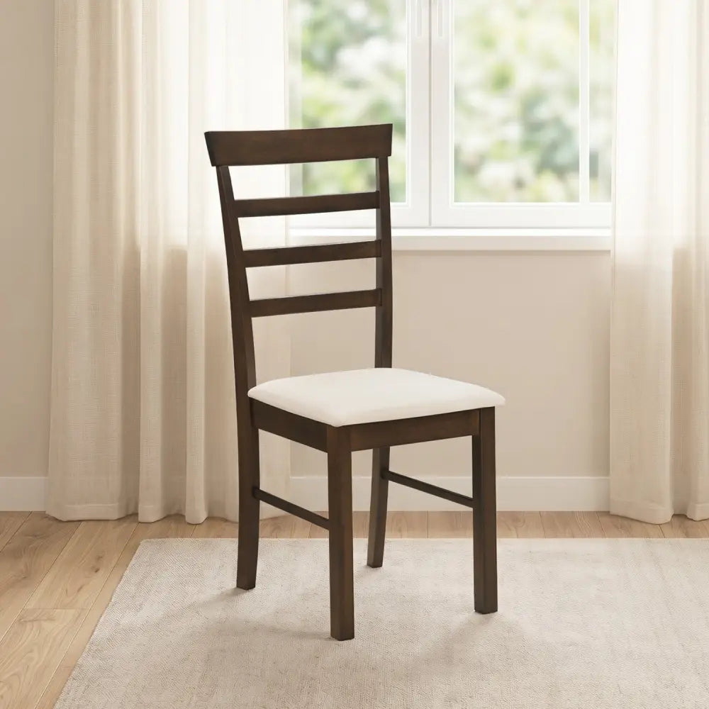 Wooden Dining Chairs Set of 4 with Fabric Cushion for Dining Room-Brown - Brown - Dining Chairs