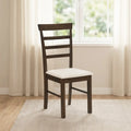 Wooden Dining Chairs Set of 4 with Fabric Cushion for Dining Room-Brown - Brown - Dining Chairs