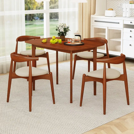 Wooden Dining Table for 2-4 People Kitchen Table with Rubber Wood Legs-Walnut - Walnut - Dining Tables