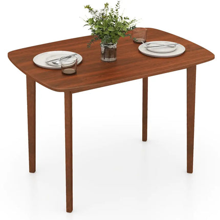 Wooden Dining Table for 2-4 People Kitchen Table with Rubber Wood Legs-Walnut - Walnut - Dining Tables