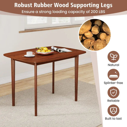 Wooden Dining Table for 2-4 People Kitchen Table with Rubber Wood Legs-Walnut - Walnut - Dining Tables