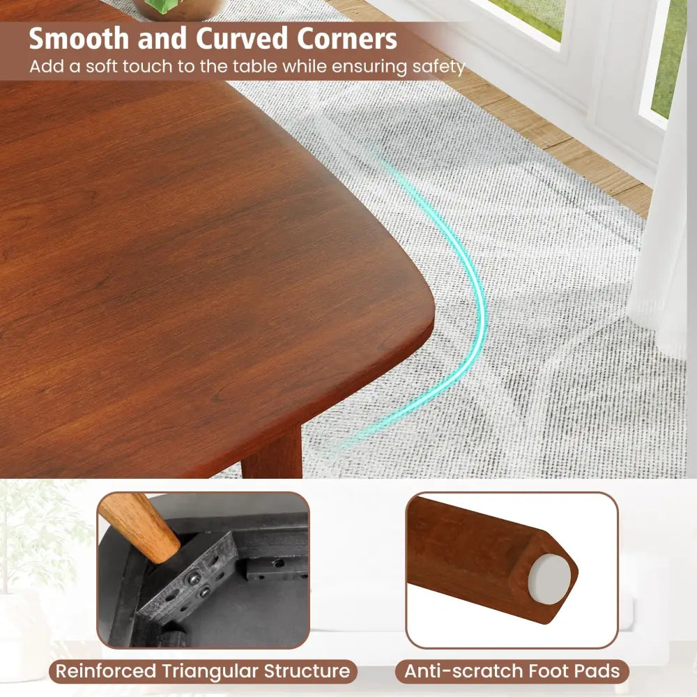 Wooden Dining Table for 2-4 People Kitchen Table with Rubber Wood Legs-Walnut - Walnut - Dining Tables