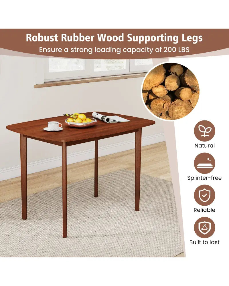Wooden Dining Table for 2-4 People Kitchen Table with Rubber Wood Legs-Walnut - Walnut - Dining Tables