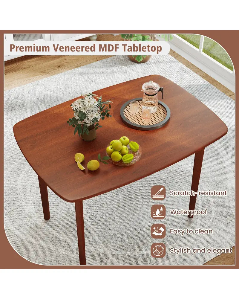 Wooden Dining Table for 2-4 People Kitchen Table with Rubber Wood Legs-Walnut - Walnut - Dining Tables