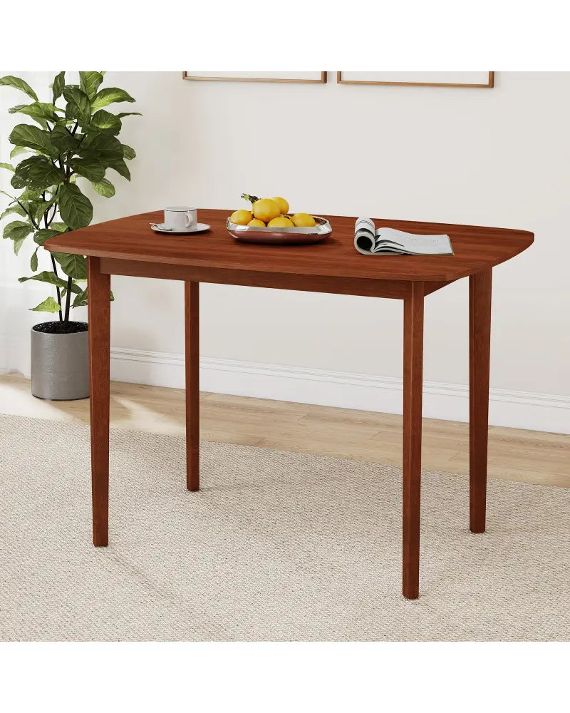 Wooden Dining Table for 2-4 People Kitchen Table with Rubber Wood Legs-Walnut - Walnut - Dining Tables
