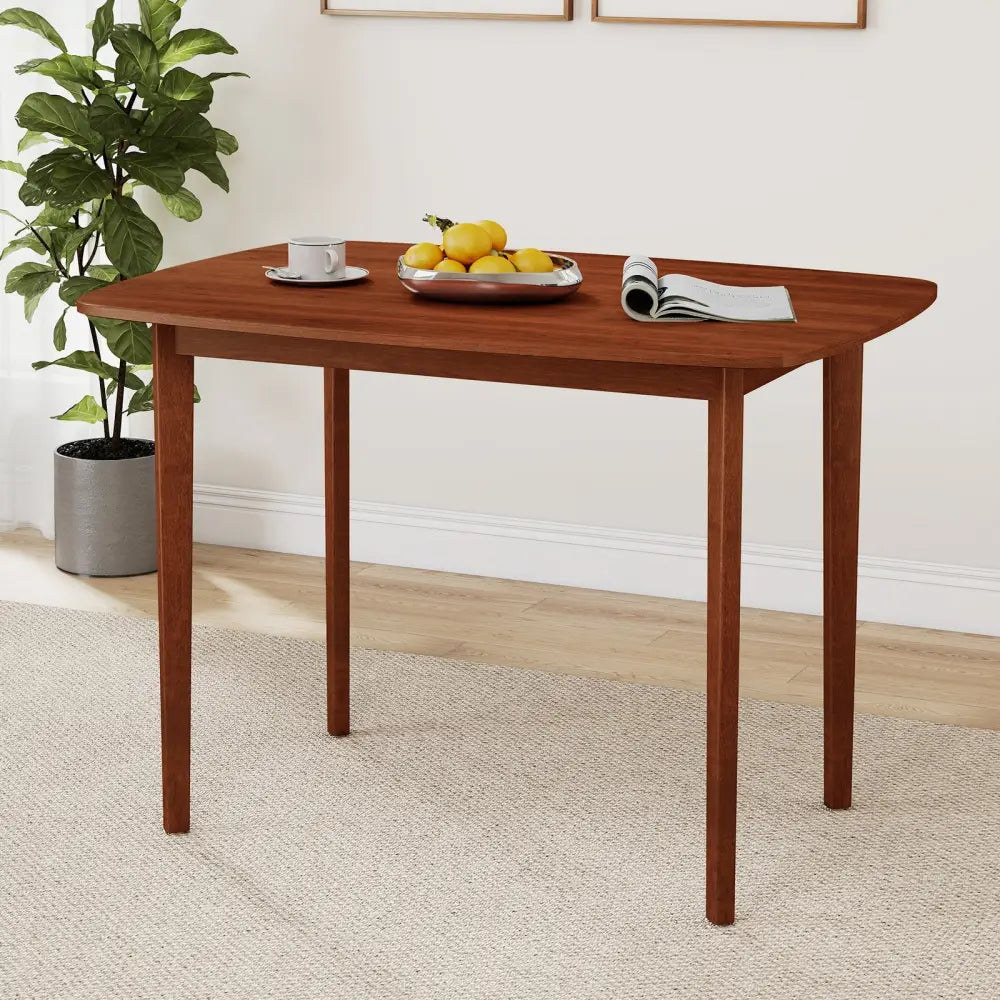 Wooden Dining Table for 2-4 People Kitchen Table with Rubber Wood Legs-Walnut - Walnut - Dining Tables