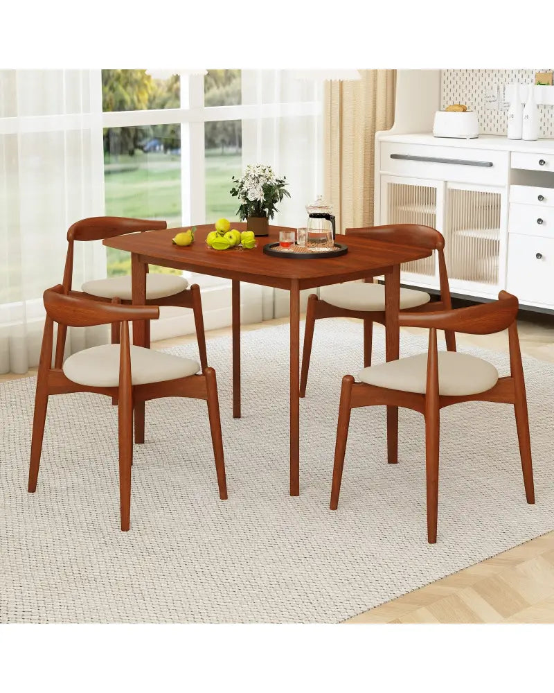 Wooden Dining Table for 2-4 People Kitchen Table with Rubber Wood Legs-Walnut - Walnut - Dining Tables