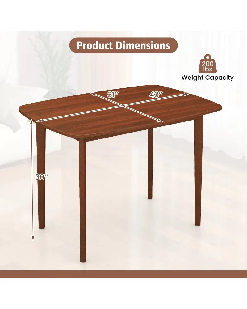 Wooden Dining Table for 2-4 People Kitchen Table with Rubber Wood Legs-Walnut - Walnut - Dining Tables