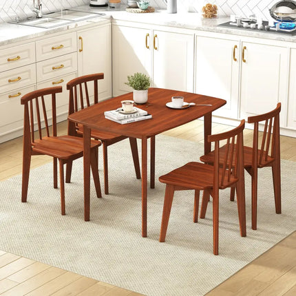 Wooden Dining Table for 2-4 People Kitchen Table with Rubber Wood Legs-Walnut - Walnut - Dining Tables