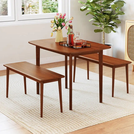 Wooden Dining Table for 2-4 People Kitchen Table with Rubber Wood Legs-Walnut - Walnut - Dining Tables