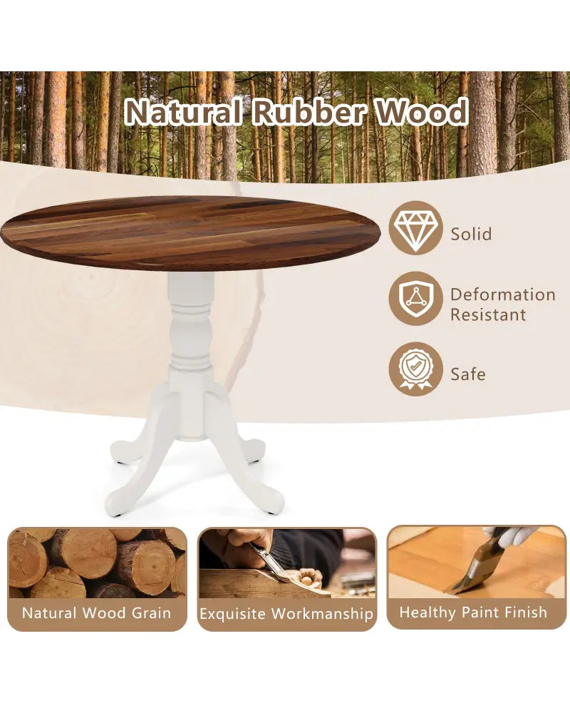 Wooden Dining Table with Round Tabletop and Curved Trestle Legs-Walnut & White - Walnut & Gray - Dining Tables