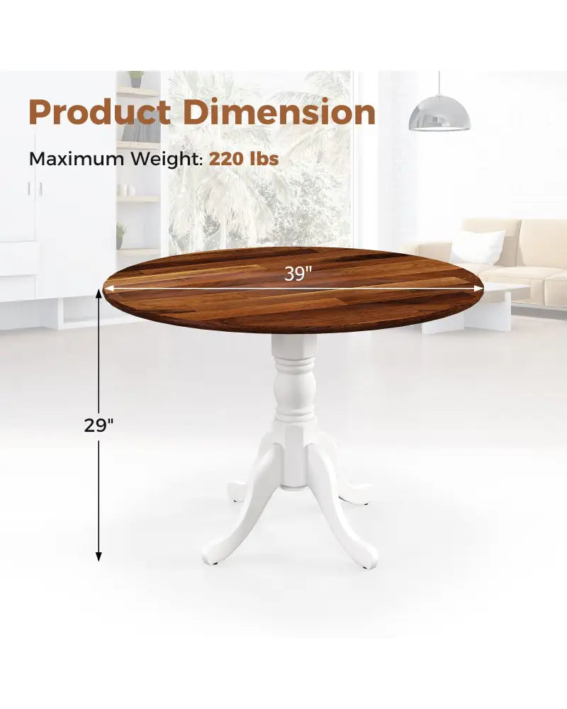 Wooden Dining Table with Round Tabletop and Curved Trestle Legs-Walnut & White - Walnut & Gray - Dining Tables