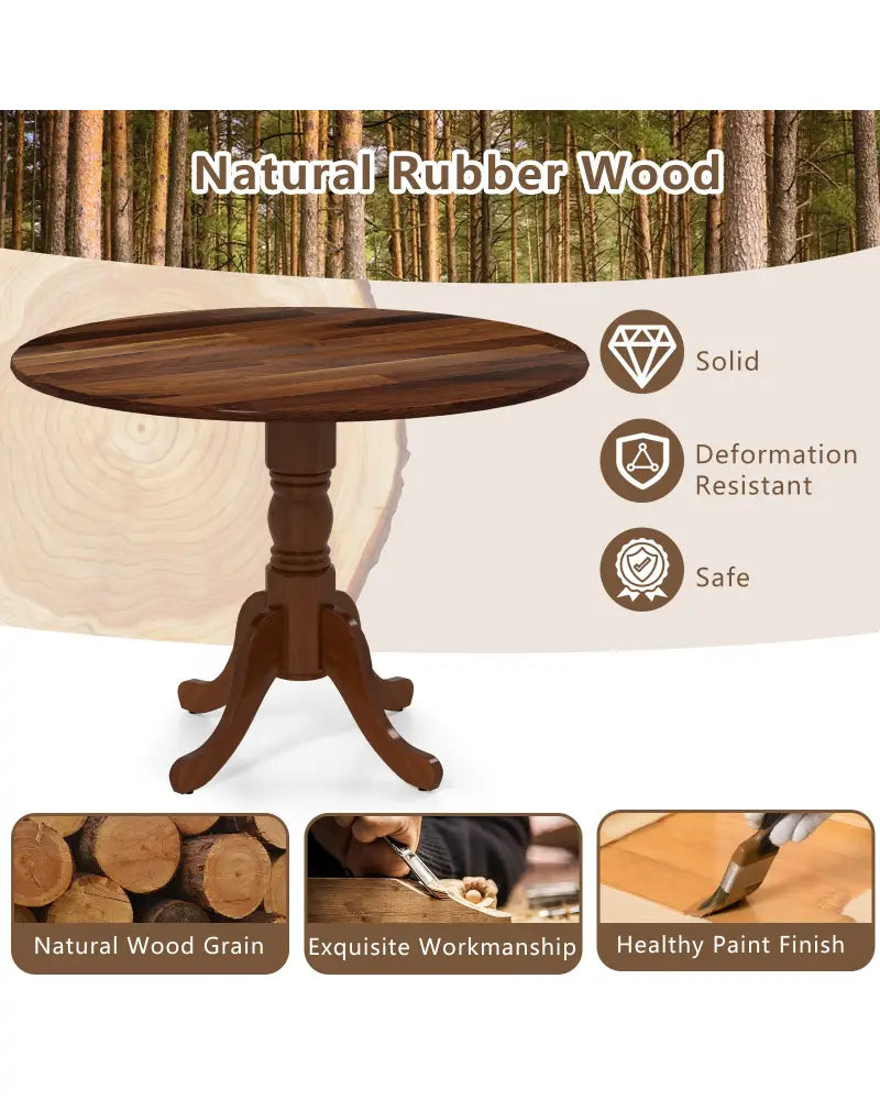 Wooden Dining Table with Round Tabletop and Curved Trestle Legs-Walnut - Walnut - Dining Tables