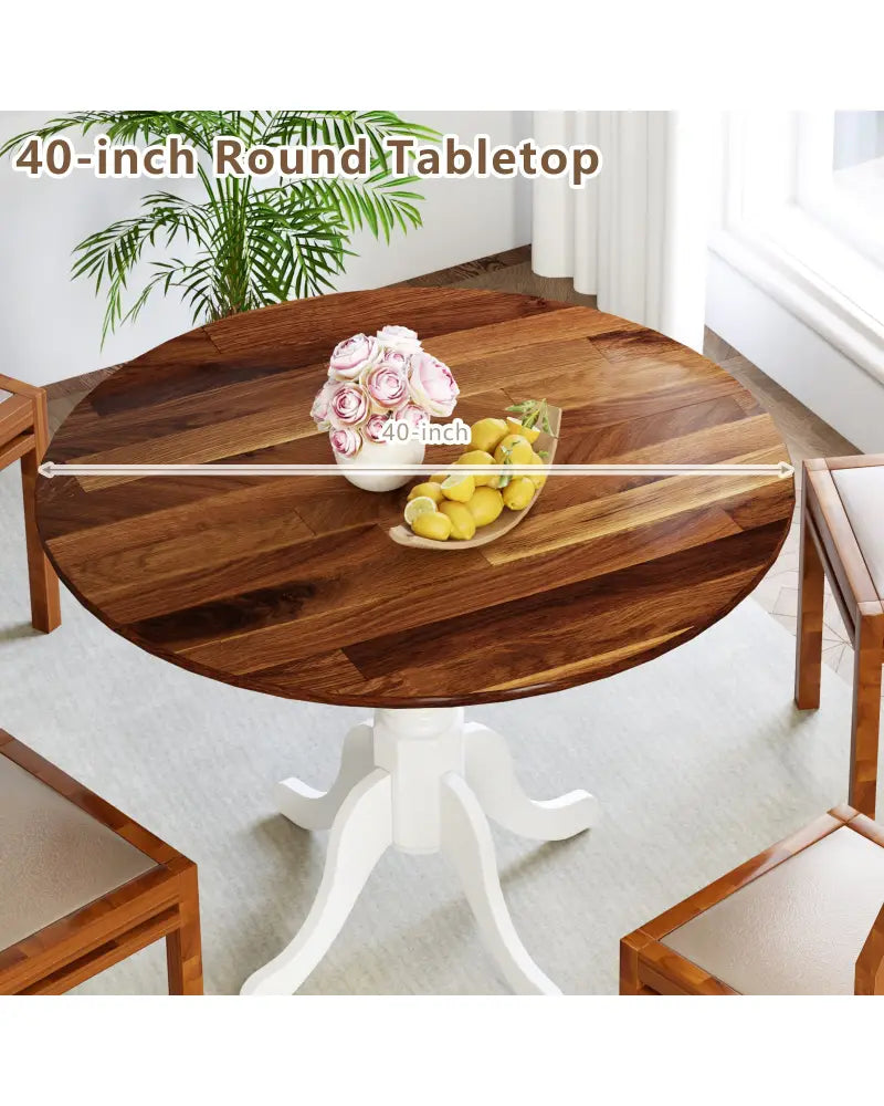 Wooden Dining Table with Round Tabletop and Curved Trestle Legs-Walnut & White - Walnut & Gray - Dining Tables