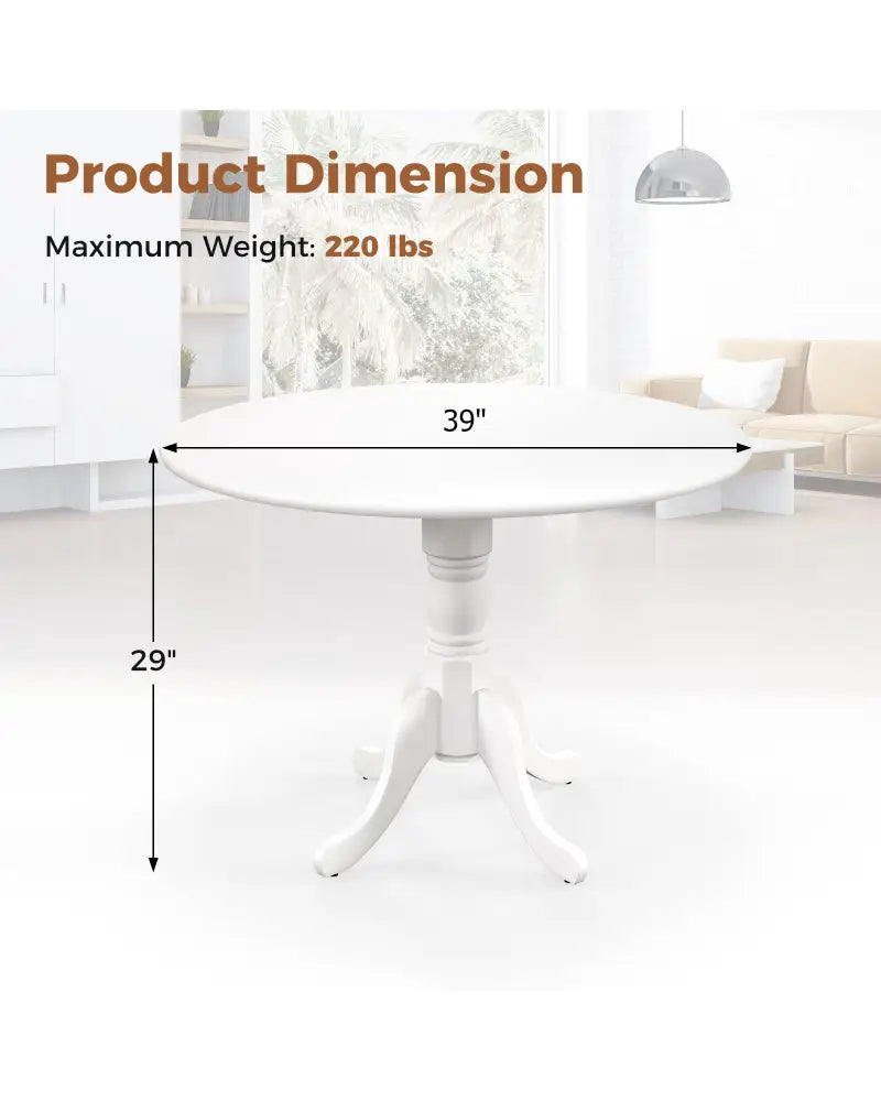 Wooden Dining Table with Round Tabletop and Curved Trestle Legs-White - White - Dining Tables