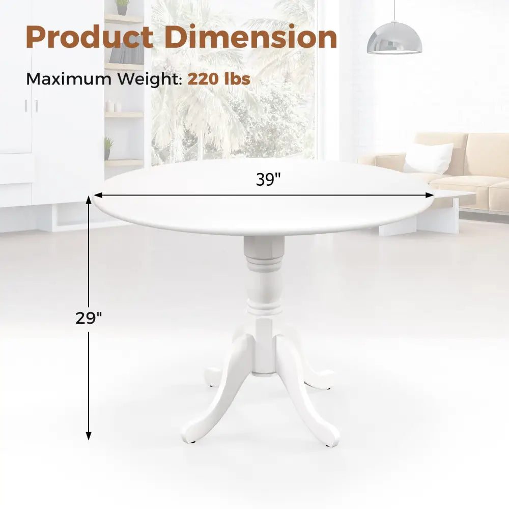 Wooden Dining Table with Round Tabletop and Curved Trestle Legs-White - White - Dining Tables