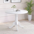 Wooden Dining Table with Round Tabletop and Curved Trestle Legs-White - White - Dining Tables