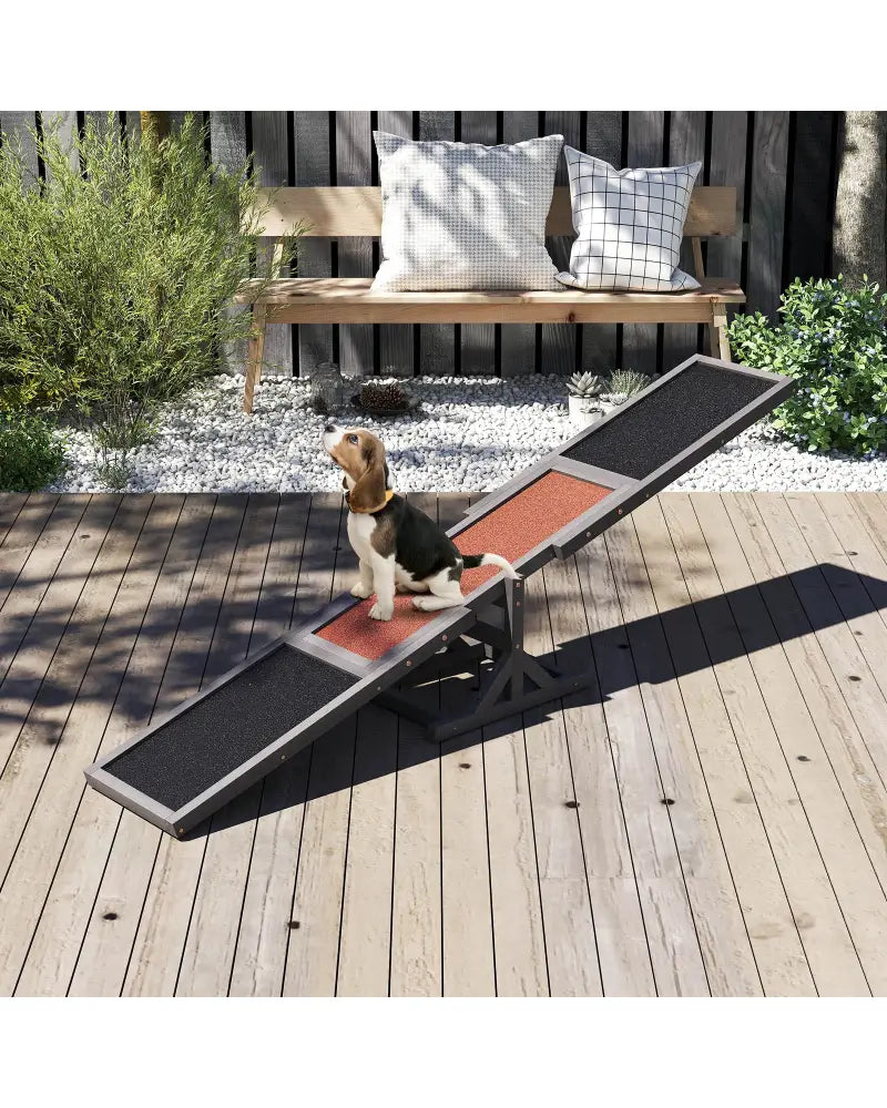 Wooden Dog Agility Seesaw Dog Outdoor Run Game Toy for Obstacle Courses-Gray - Gray - Dog Supplies