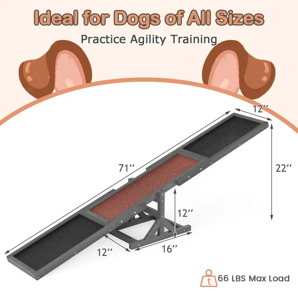 Wooden Dog Agility Seesaw Dog Outdoor Run Game Toy for Obstacle Courses-Gray - Gray - Dog Supplies