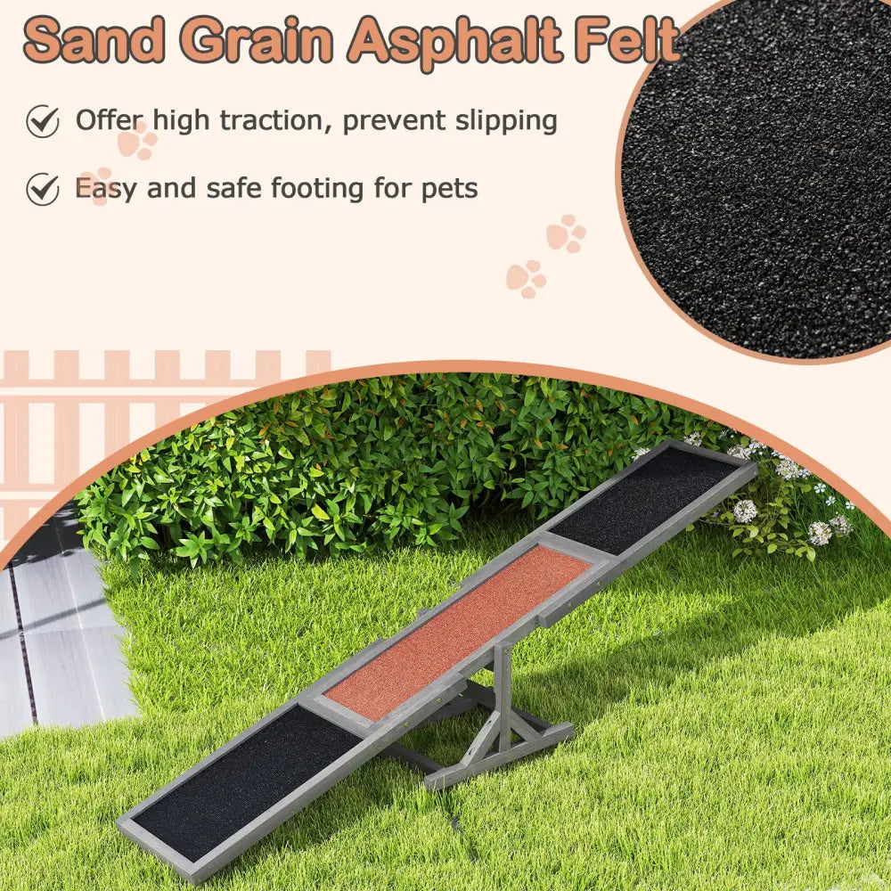 Wooden Dog Agility Seesaw Dog Outdoor Run Game Toy for Obstacle Courses-Gray - Gray - Dog Supplies