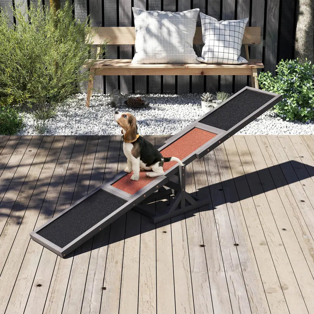 Wooden Dog Agility Seesaw Dog Outdoor Run Game Toy for Obstacle Courses-Gray - Gray - Dog Supplies