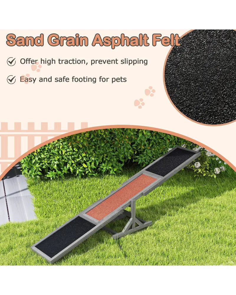 Wooden Dog Agility Seesaw Dog Outdoor Run Game Toy for Obstacle Courses-Gray - Gray - Dog Supplies