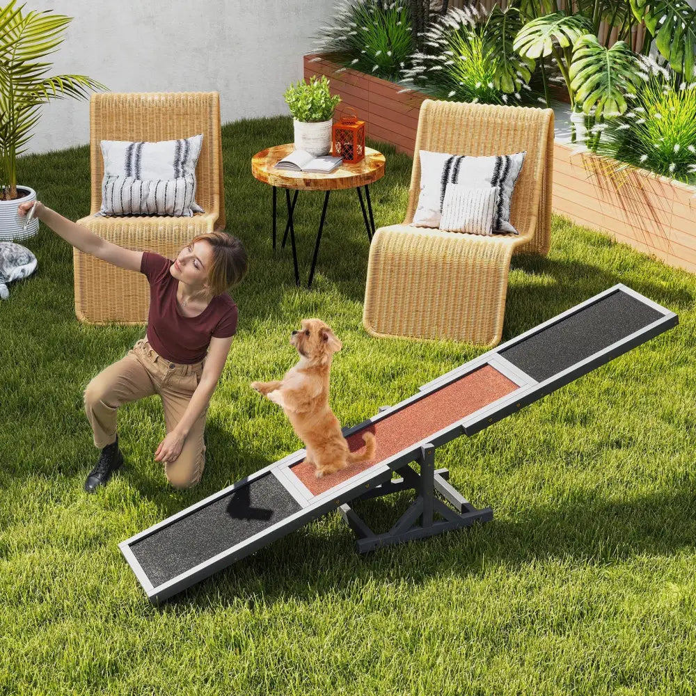 Wooden Dog Agility Seesaw Dog Outdoor Run Game Toy for Obstacle Courses-Gray - Gray - Dog Supplies