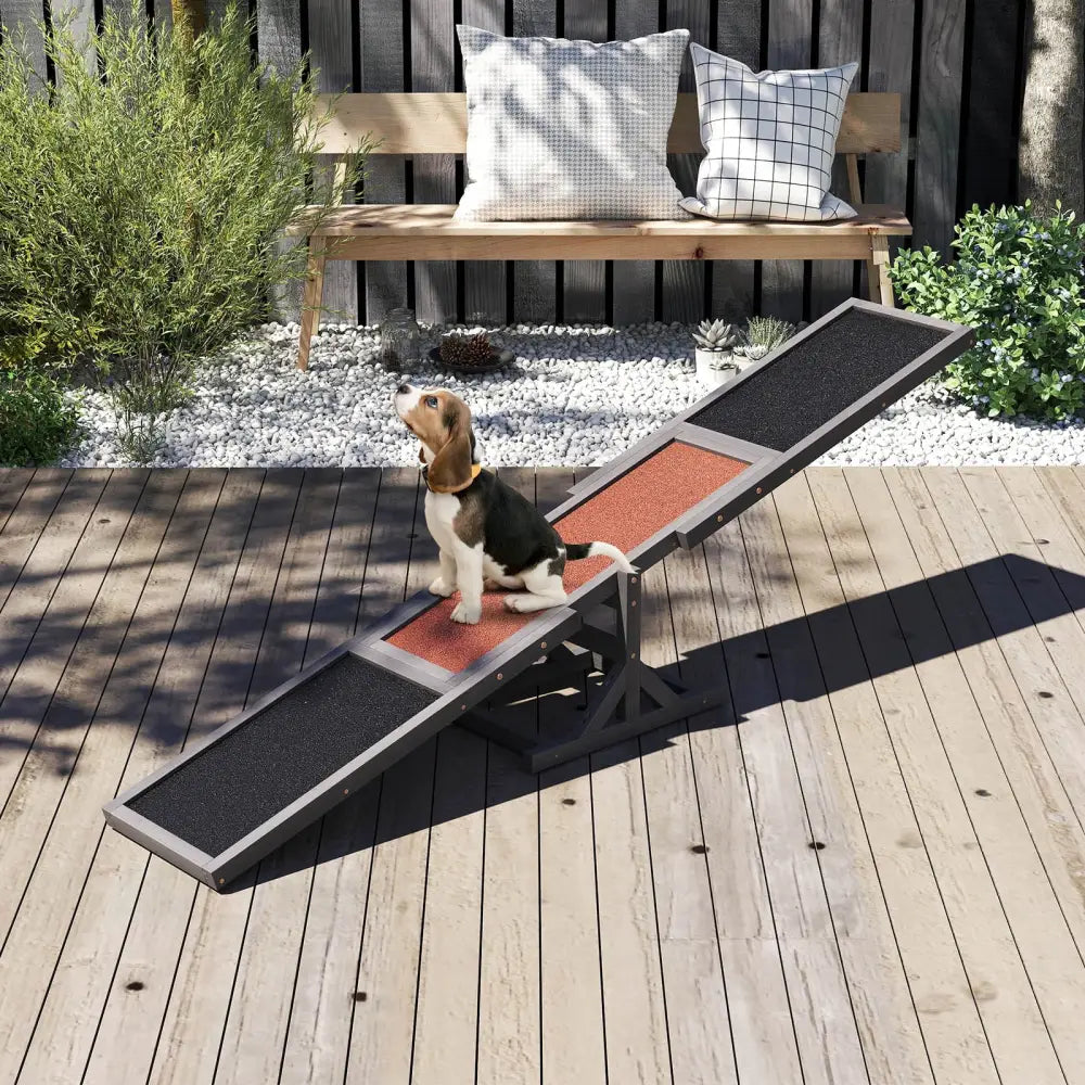 Wooden Dog Agility Seesaw Dog Outdoor Run Game Toy for Obstacle Courses-Gray - Gray - Dog Supplies
