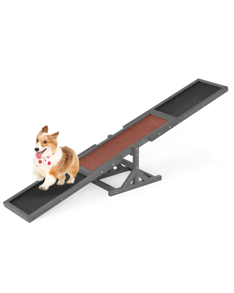 Wooden Dog Agility Seesaw Dog Outdoor Run Game Toy for Obstacle Courses-Gray - Gray - Dog Supplies