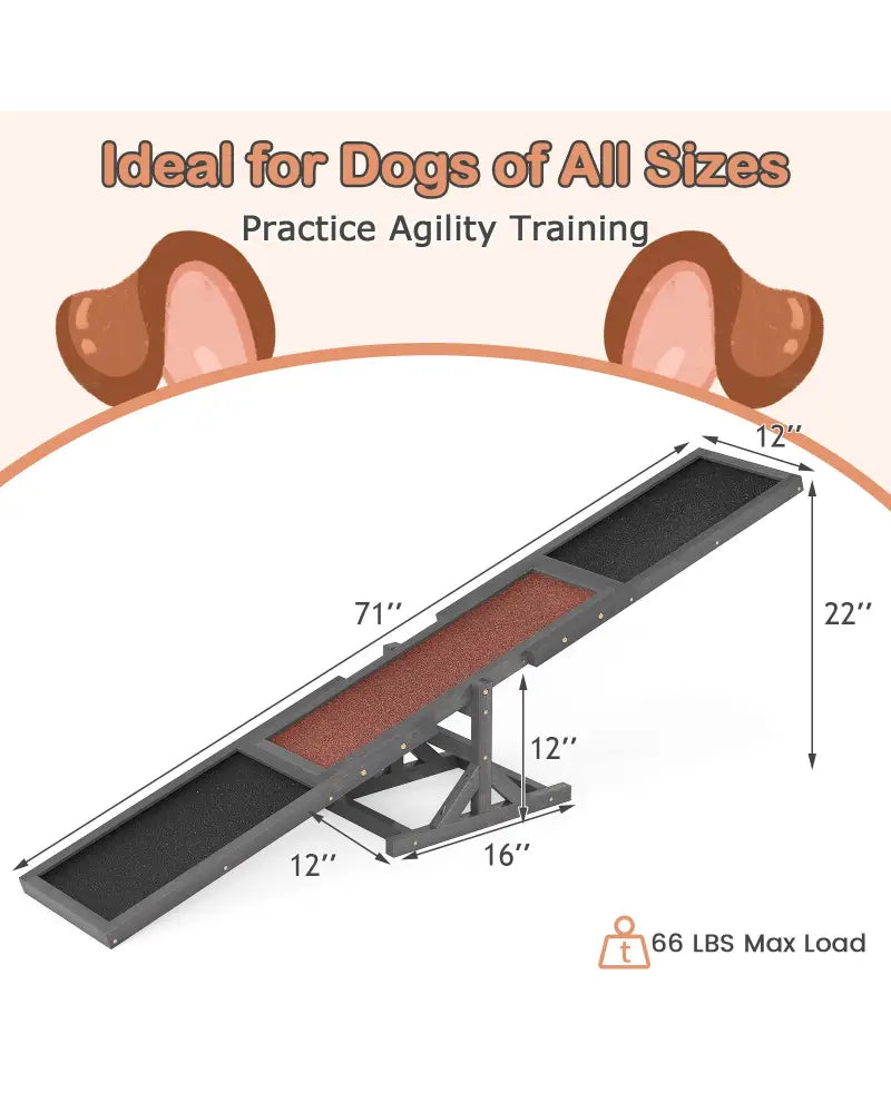 Wooden Dog Agility Seesaw Dog Outdoor Run Game Toy for Obstacle Courses-Gray - Gray - Dog Supplies
