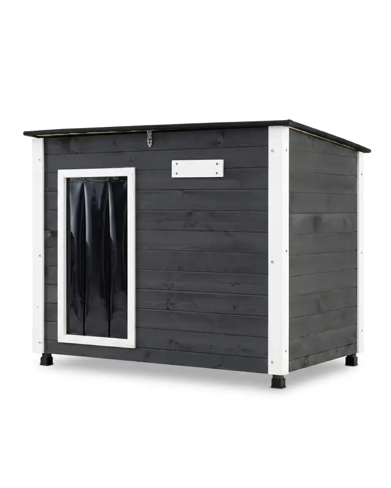 Wooden Dog House Outdoor with Natural Spruce Wood Frame Removable Floor and Openable Asphalt Roof-L - Dog Kennels