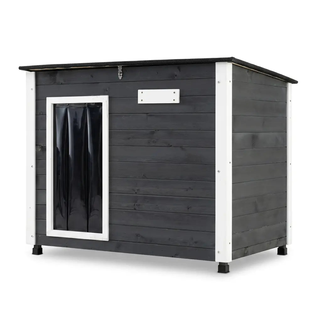 Wooden Dog House Outdoor with Natural Spruce Wood Frame Removable Floor and Openable Asphalt Roof-L - Dog Kennels