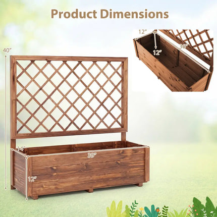 Wooden Elevated Raised Garden Bed with Lattice Trelliswith Drainage Holes-Orange - Orange - Raised Garden Beds