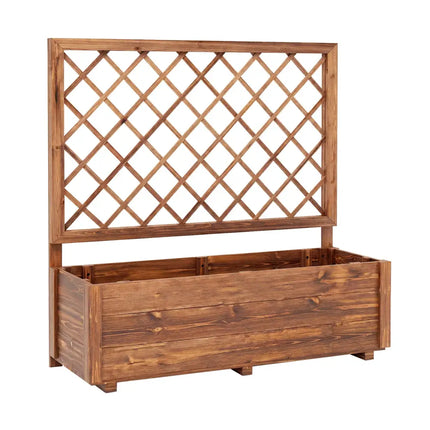 Wooden Elevated Raised Garden Bed with Lattice Trelliswith Drainage Holes-Orange - Orange - Raised Garden Beds